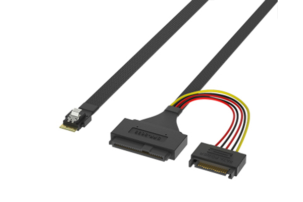 Slim SAS SFF-8654 4i转U.2 SFF-8639+Power 15P SATA硬盘电源线